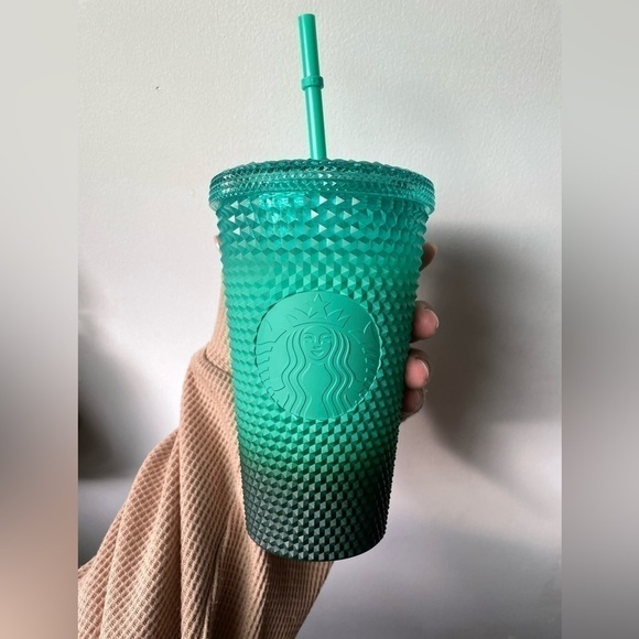 Starbucks 2022 Waxberry Green Ombre Gradient Bling Cold Cup Tumbler Grande 16 oz - Picture 1 of 2